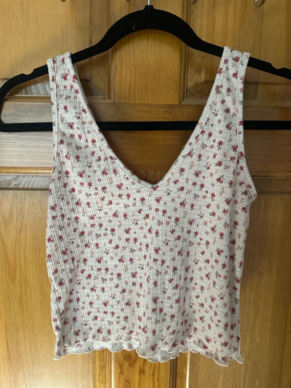 Pink Floral V-Neck Tank Top